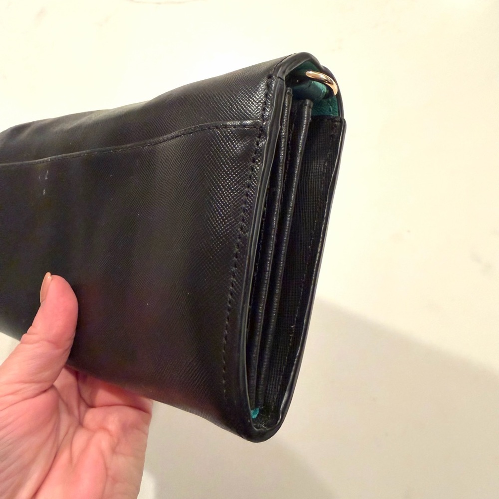 TORY BURCH•black saffiano leather envelope travel organizer clutch bag - Picture 4 of 11